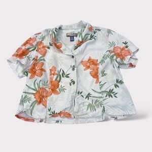 Havana Jack's Cafe Hawaiian Shirt Blouse Size Petite XL Multicolor Floral